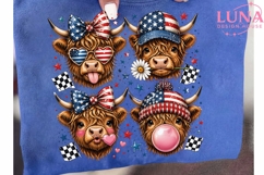 Highland Cow 4th of July PNG, Patriotic Cow Clipart, USA Cow Product Image 6