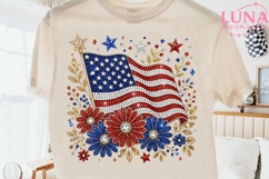 Patriotic USA Flag Floral PNG, Rhinestone 4th of July Clipar Product Image 2