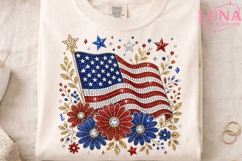 Patriotic USA Flag Floral PNG, Rhinestone 4th of July Clipar Product Image 3