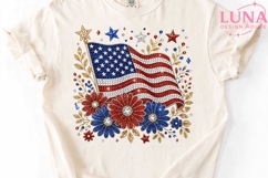 Patriotic USA Flag Floral PNG, Rhinestone 4th of July Clipar Product Image 4