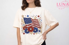 Patriotic USA Flag Floral PNG, Rhinestone 4th of July Clipar Product Image 5