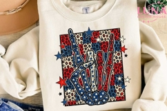 Skeleton Peace Hand Patriotic PNG, 4th of July Leopard PNG Product Image 2