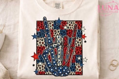 Skeleton Peace Hand Patriotic PNG, 4th of July Leopard PNG Product Image 3