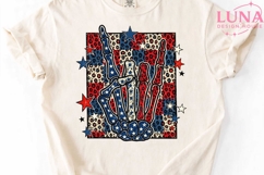 Skeleton Peace Hand Patriotic PNG, 4th of July Leopard PNG Product Image 4