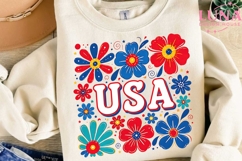 USA Floral Patriotic PNG, 4th of July Sublimation PNG Product Image 3