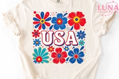 USA Floral Patriotic PNG, 4th of July Sublimation PNG Product Image 1