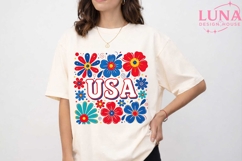 USA Floral Patriotic PNG, 4th of July Sublimation PNG Product Image 5