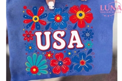 USA Floral Patriotic PNG, 4th of July Sublimation PNG Product Image 6