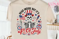 Dead Inside But It's 4th of July PNG, Skeleton Patriotic PNG Product Image 2