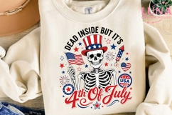 Dead Inside But It's 4th of July PNG, Skeleton Patriotic PNG Product Image 3