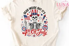 Dead Inside But It's 4th of July PNG, Skeleton Patriotic PNG Product Image 5