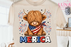Highland Cow Merica PNG, 4th of July Cow PNG, Patriotic PNG Product Image 2