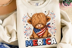 Highland Cow Merica PNG, 4th of July Cow PNG, Patriotic PNG Product Image 3