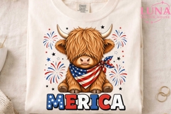 Highland Cow Merica PNG, 4th of July Cow PNG, Patriotic PNG Product Image 4