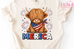 Highland Cow Merica PNG, 4th of July Cow PNG, Patriotic PNG Product Image 5