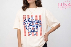American Honey Patriotic Bow PNG, 4th of July Sublimation PN Product Image 5