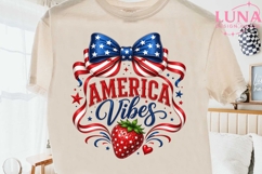 America Vibes Patriotic Bow PNG, 4th of July Sublimation PNG Product Image 2