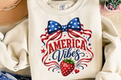 America Vibes Patriotic Bow PNG, 4th of July Sublimation PNG Product Image 3
