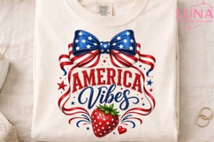 America Vibes Patriotic Bow PNG, 4th of July Sublimation PNG Product Image 4
