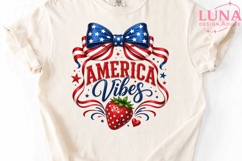 America Vibes Patriotic Bow PNG, 4th of July Sublimation PNG Product Image 5