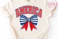 America Bow PNG, Patriotic 4th of July PNG, Coquette Bow PNG Product Image 1