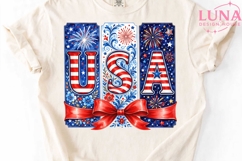 USA Patriotic Bow Fireworks PNG, 4th of July Clipart, Americ Product Image 4
