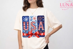 USA Patriotic Bow Fireworks PNG, 4th of July Clipart, Americ Product Image 5
