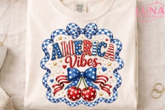 America Vibes Patriotic Cherries PNG, 4th of July Sublimatio Product Image 3