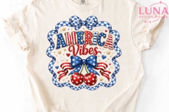 America Vibes Patriotic Cherries PNG, 4th of July Sublimatio Product Image 4