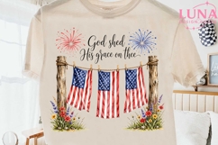 Patriotic American Flag Clothesline PNG, 4th of July Sublima Product Image 2