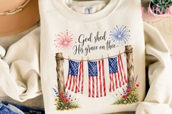 Patriotic American Flag Clothesline PNG, 4th of July Sublima Product Image 3