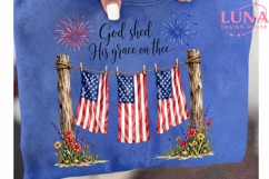 Patriotic American Flag Clothesline PNG, 4th of July Sublima Product Image 6