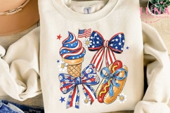 4th of July Coquette Bows PNG, Patriotic Ice Cream Hot Dog P Product Image 3