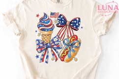 4th of July Coquette Bows PNG, Patriotic Ice Cream Hot Dog P Product Image 5