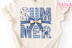 Summer Faux Embroidery PNG, Nautical Bow Clipart, Blue PNG Product Image 4