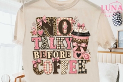No Talky Before Coffee PNG, Leopard Coffee Sublimation Desig Product Image 2