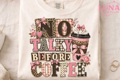 No Talky Before Coffee PNG, Leopard Coffee Sublimation Desig Product Image 4