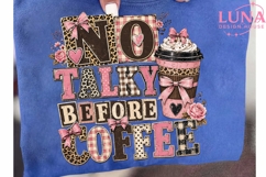 No Talky Before Coffee PNG, Leopard Coffee Sublimation Desig Product Image 6