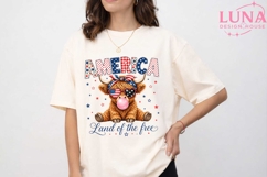 Highland Cow 4th of July PNG, America Land of the Free Clipa Product Image 5