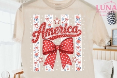 America Coquette Bow PNG, Patriotic Floral PNG, 4th of July Product Image 1