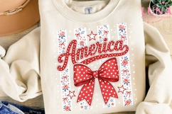 America Coquette Bow PNG, Patriotic Floral PNG, 4th of July Product Image 2