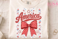 America Coquette Bow PNG, Patriotic Floral PNG, 4th of July Product Image 3