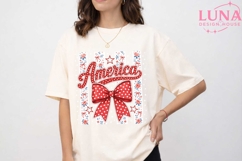 America Coquette Bow PNG, Patriotic Floral PNG, 4th of July Product Image 5