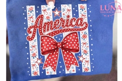 America Coquette Bow PNG, Patriotic Floral PNG, 4th of July Product Image 6