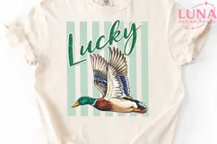 Lucky Duck Mallard St Patricks Day PNG, Flying Duck Sublimat Product Image 4