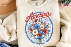 America Floral Bouquet PNG, Patriotic Flower PNG, 4th of Jul Product Image 3