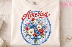 America Floral Bouquet PNG, Patriotic Flower PNG, 4th of Jul Product Image 4