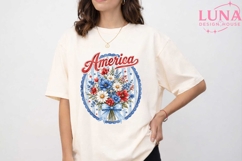America Floral Bouquet PNG, Patriotic Flower PNG, 4th of Jul Product Image 1