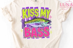 Kiss My Bass PNG, Funny Fishing Sublimation, Retro Fish PNG Product Image 5