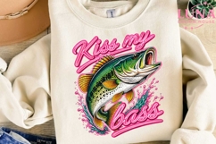 Kiss My Bass PNG, Funny Fishing Sublimation, Bass Fish PNG Product Image 3